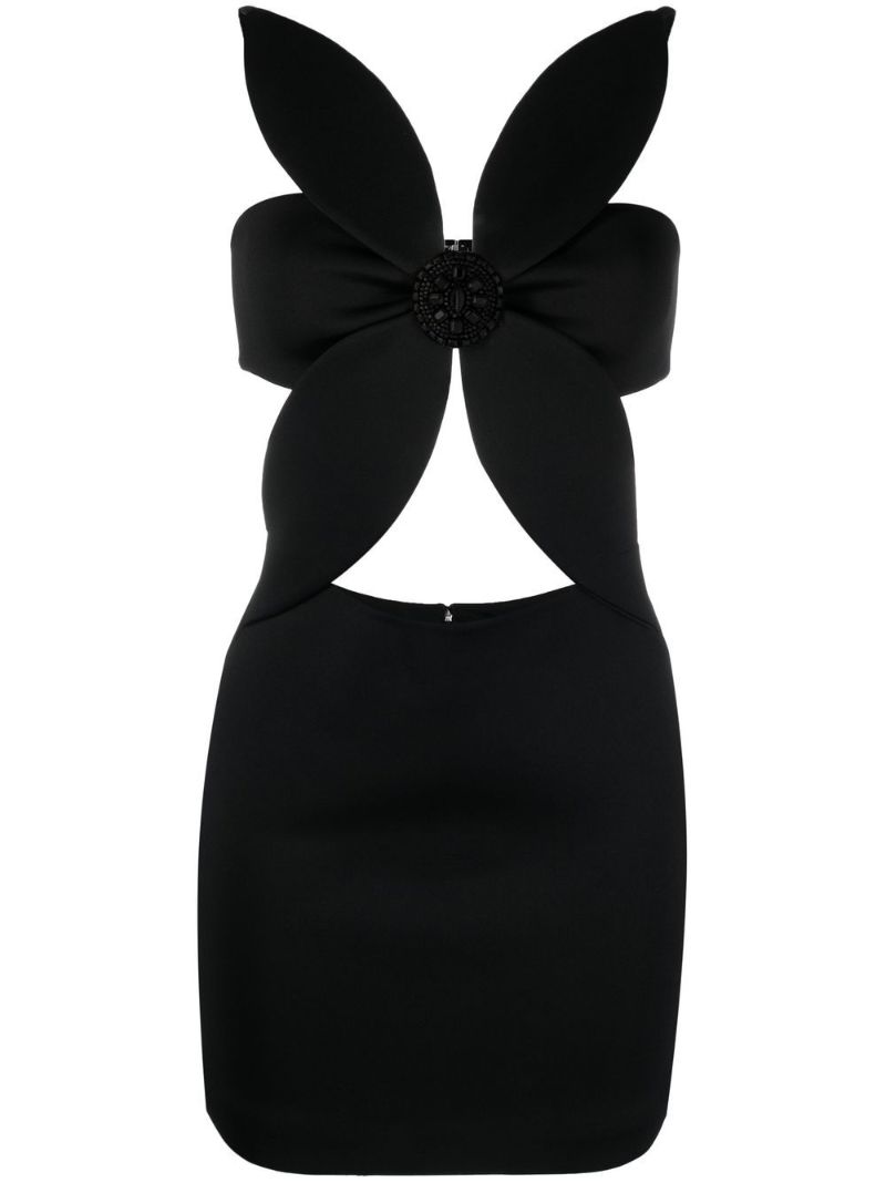 Black Flower Cut-out Mini Dress