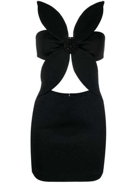 Black Flower Cut-out Mini Dress