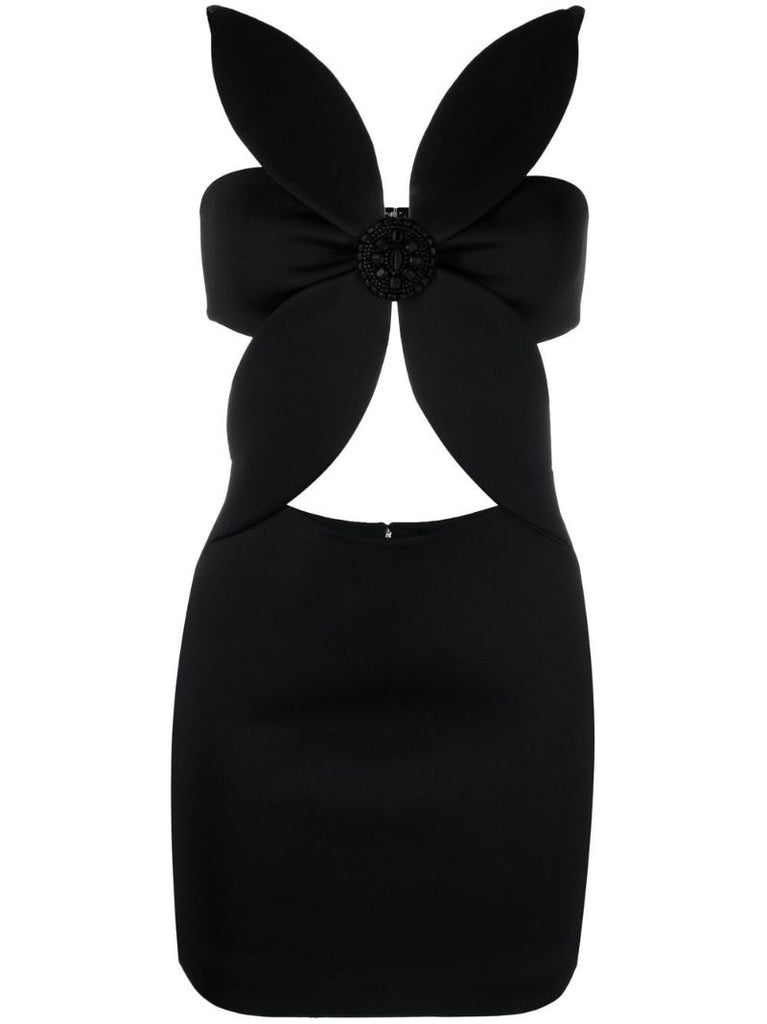Black Flower Cut-out Mini Dress