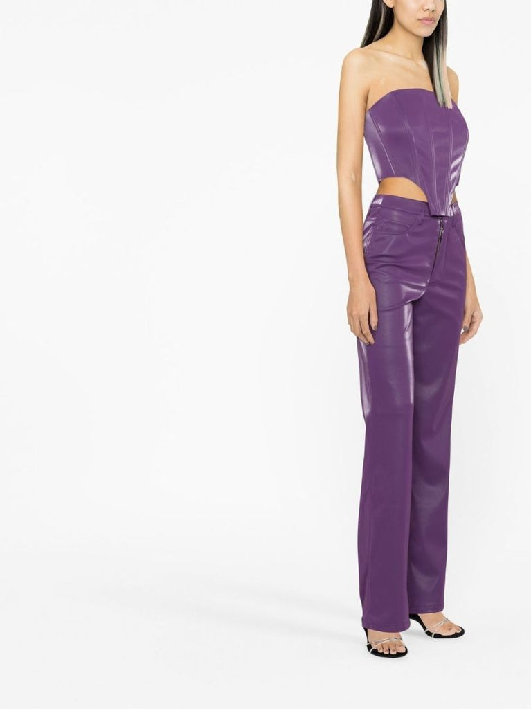 Purple Pu Strappy Corset Top