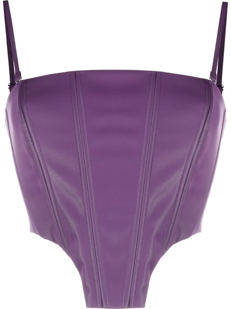 Purple Pu Strappy Corset Top