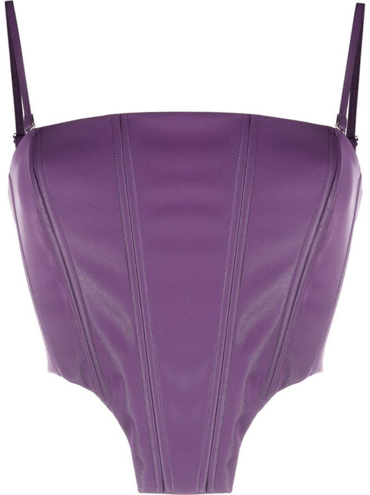 Purple Pu Strappy Corset Top