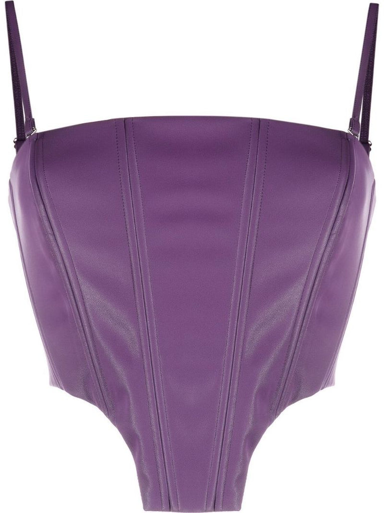 Purple Pu Strappy Corset Top