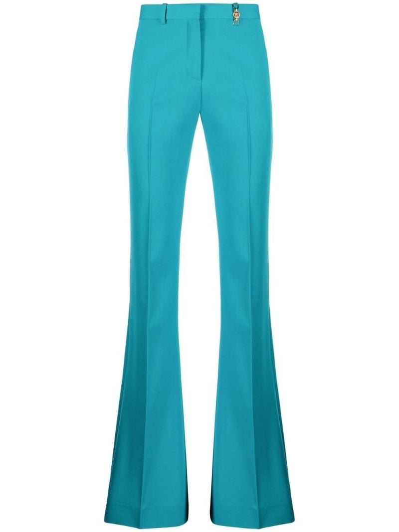 Blue Flared Wool Trousers