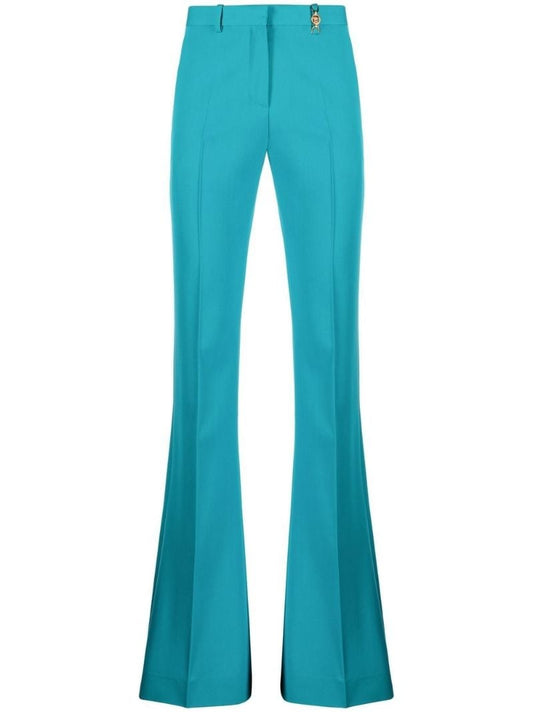 Blue Flared Wool Trousers