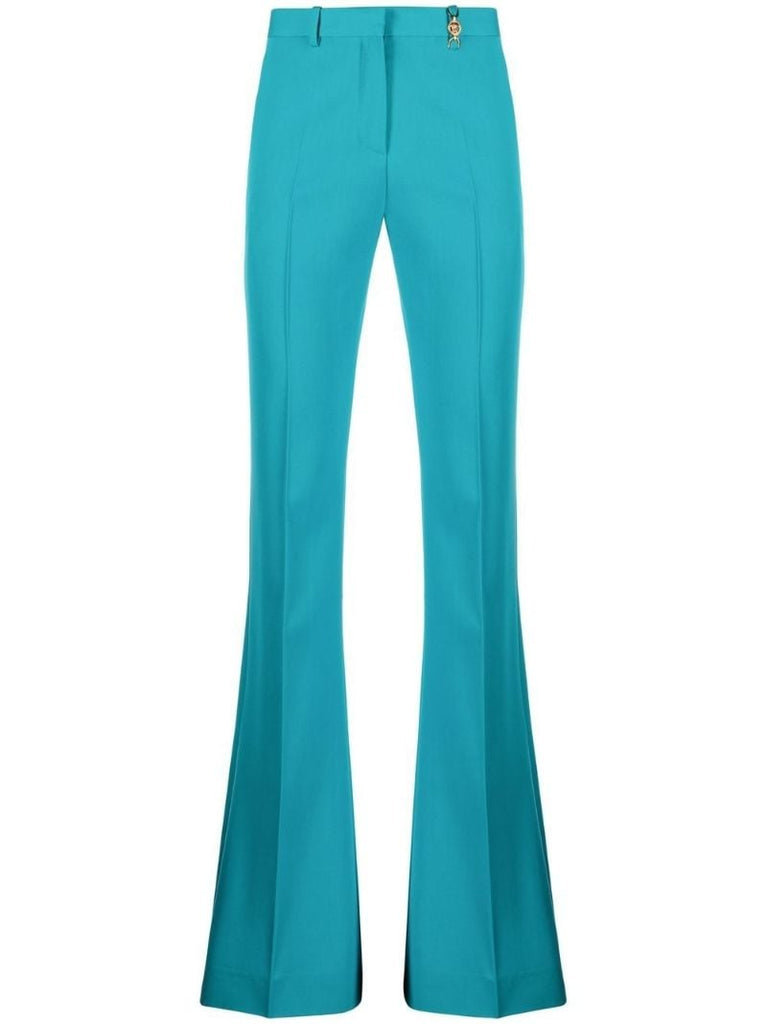 Blue Flared Wool Trousers