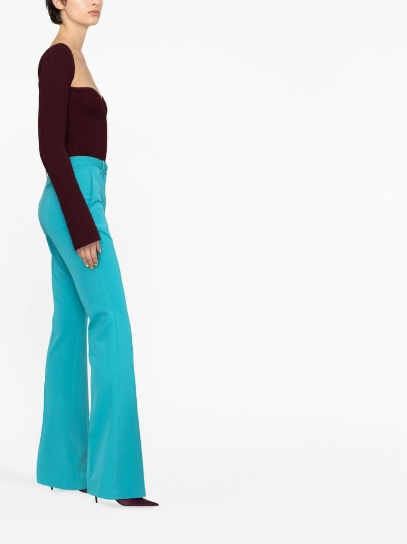 Blue Flared Wool Trousers