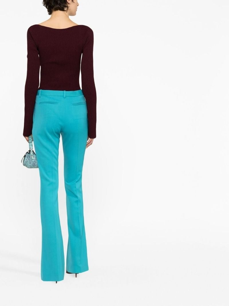Blue Flared Wool Trousers