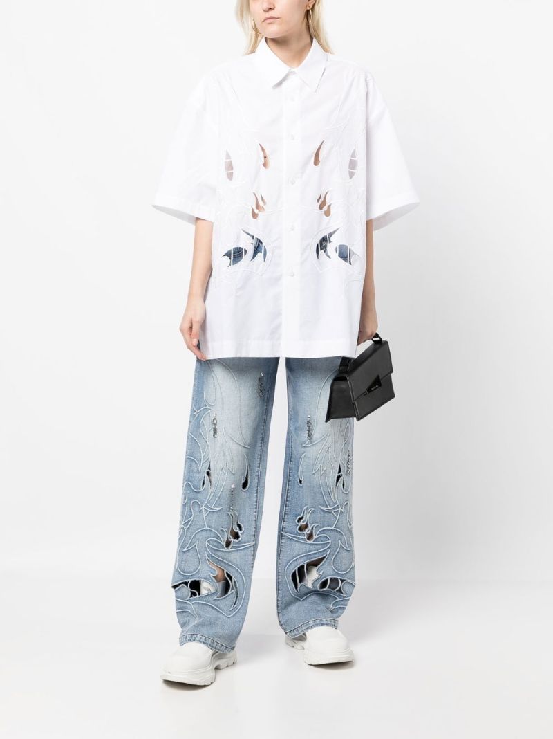 White Phoenix Cut-out Shirt