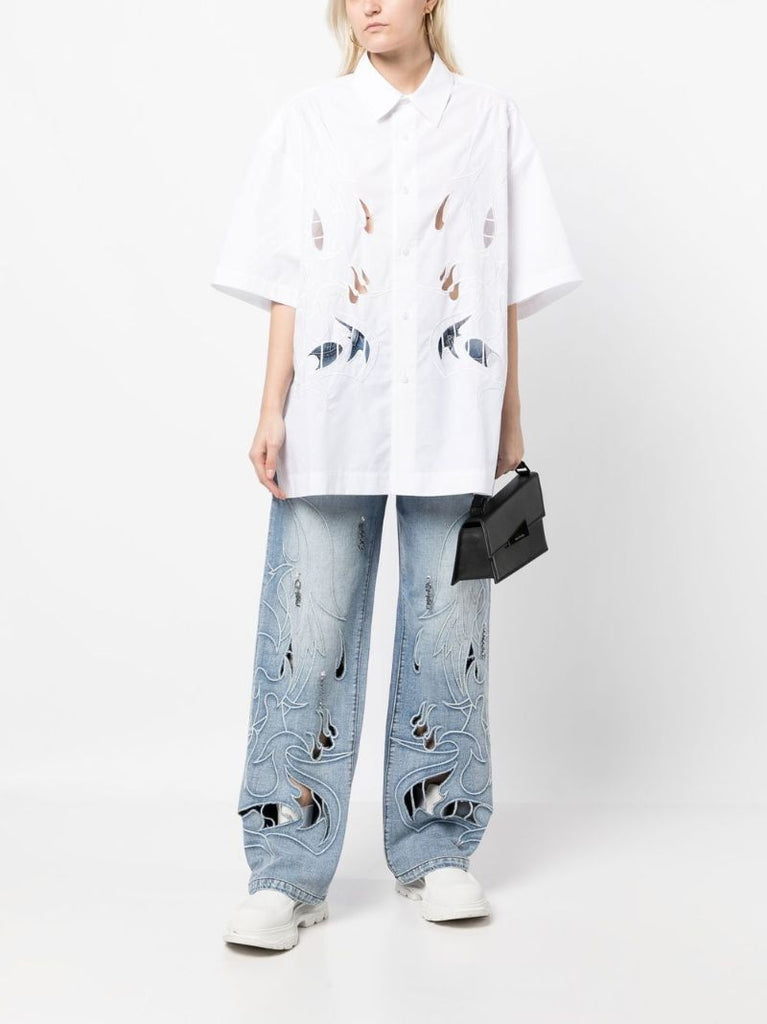 White Phoenix Cut-out Shirt