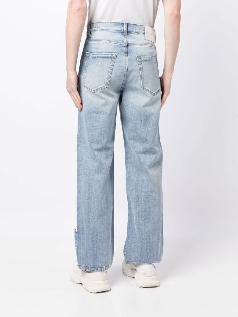 Blue Phoenix Cut-out Wide-leg Jeans
