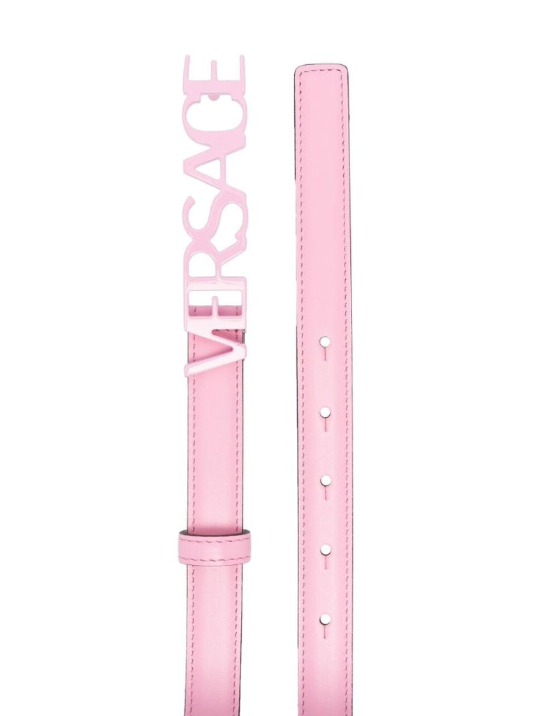 Pink Logo Buckle Leather Belt