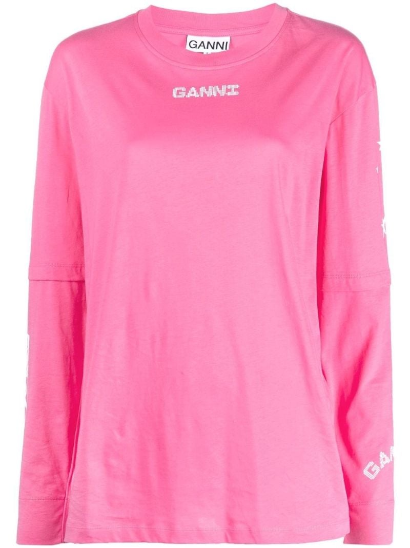 Pink Logo Print Organic Cotton T-shirt
