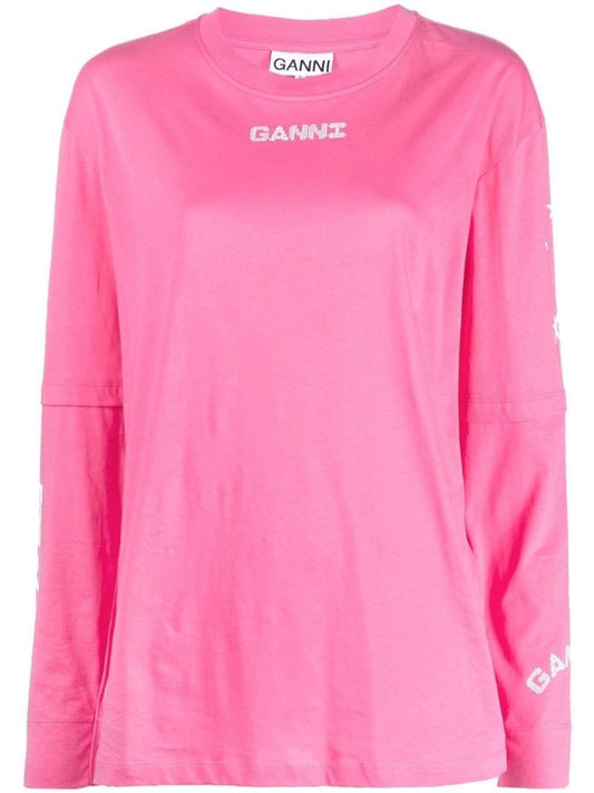 Pink Logo Print Organic Cotton T-shirt