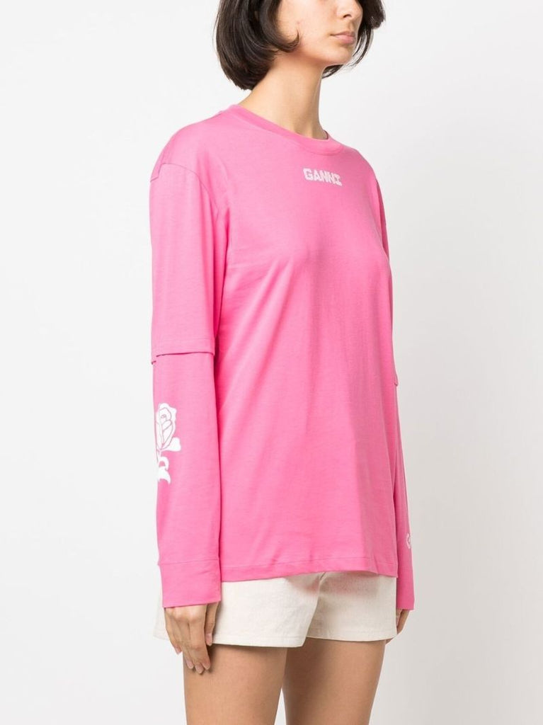 Pink Logo Print Organic Cotton T-shirt