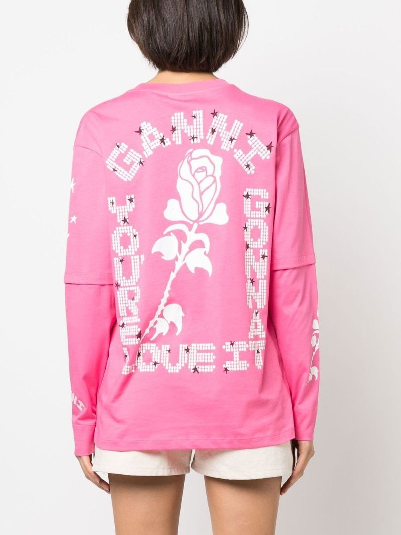 Pink Logo Print Organic Cotton T-shirt