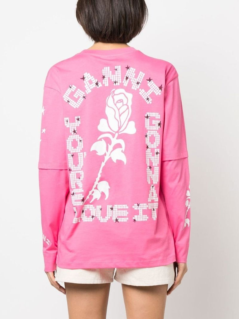 Pink Logo Print Organic Cotton T-shirt