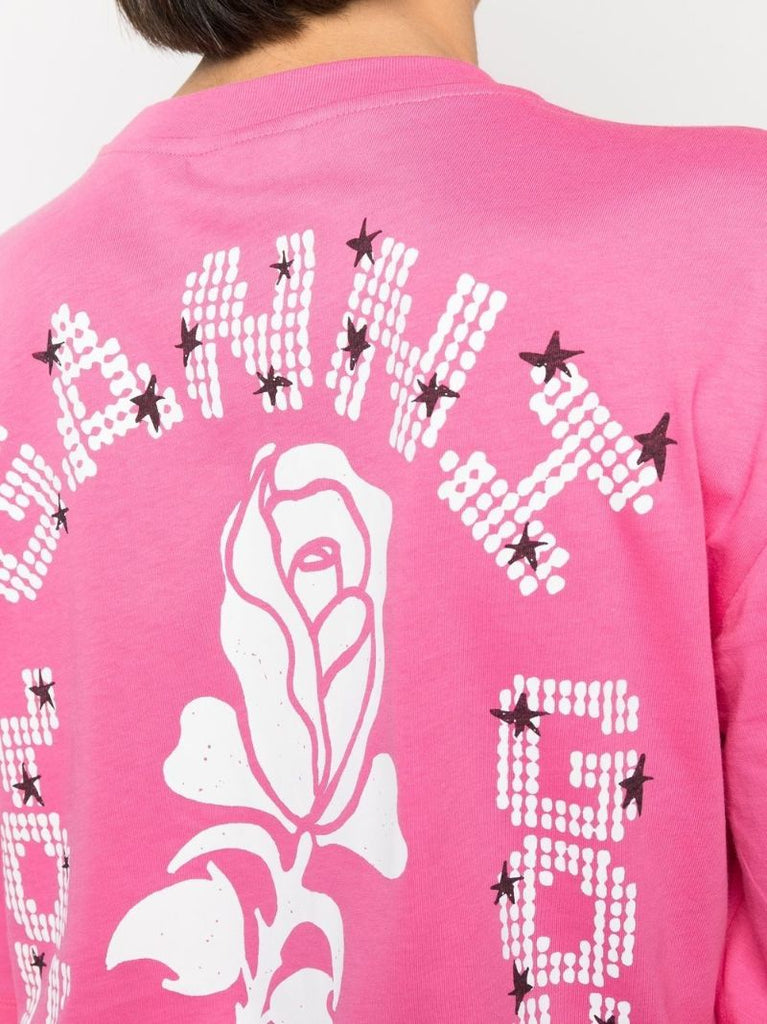 Pink Logo Print Organic Cotton T-shirt