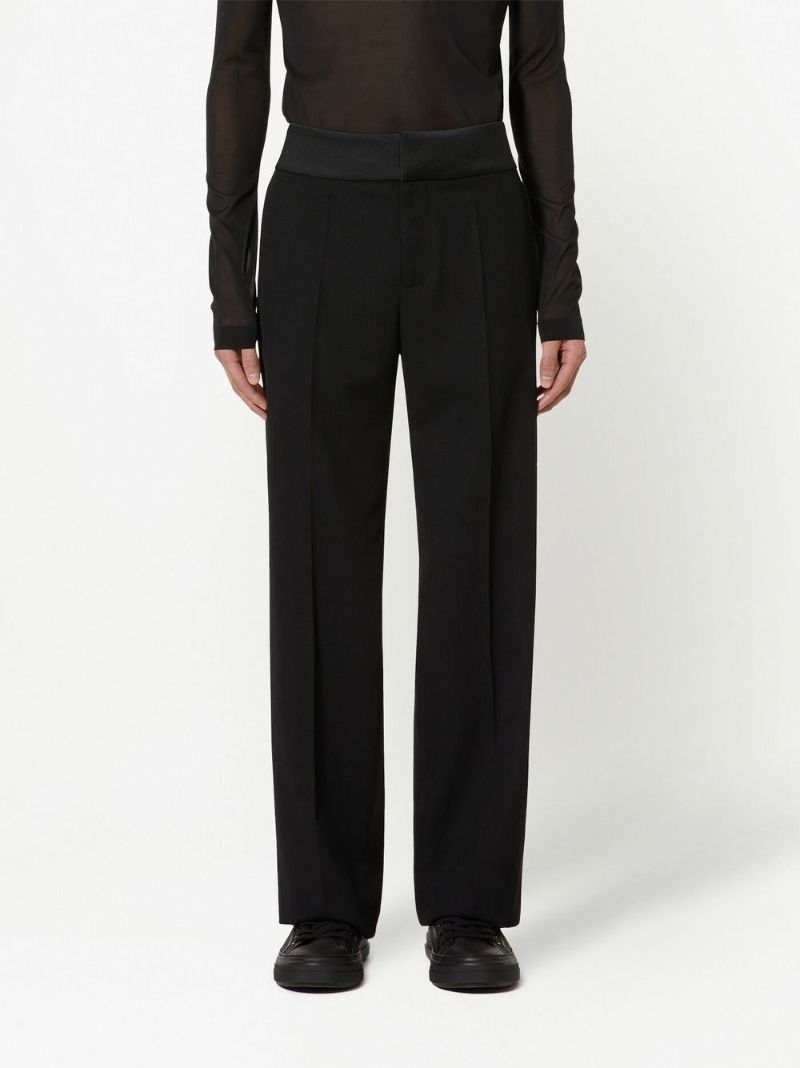 Black Straight-leg Wool Trousers