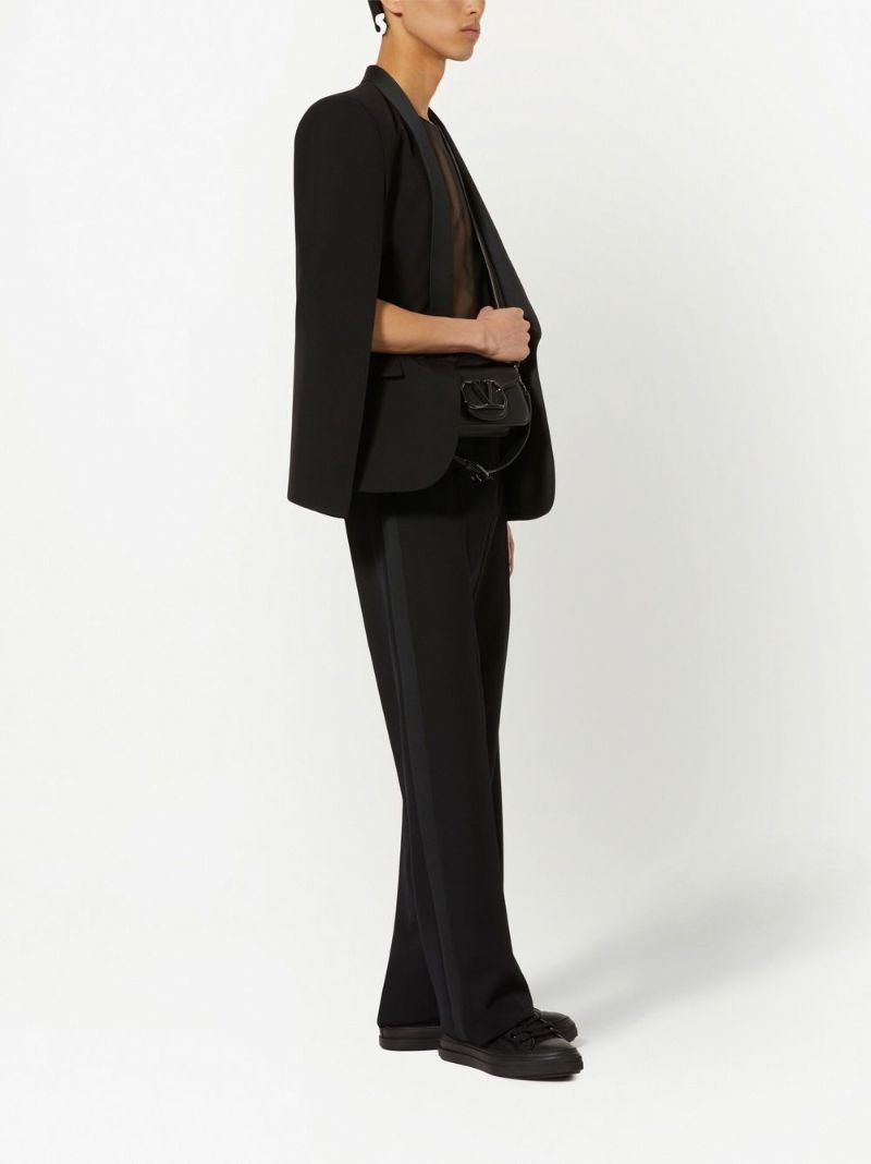 Black Straight-leg Wool Trousers