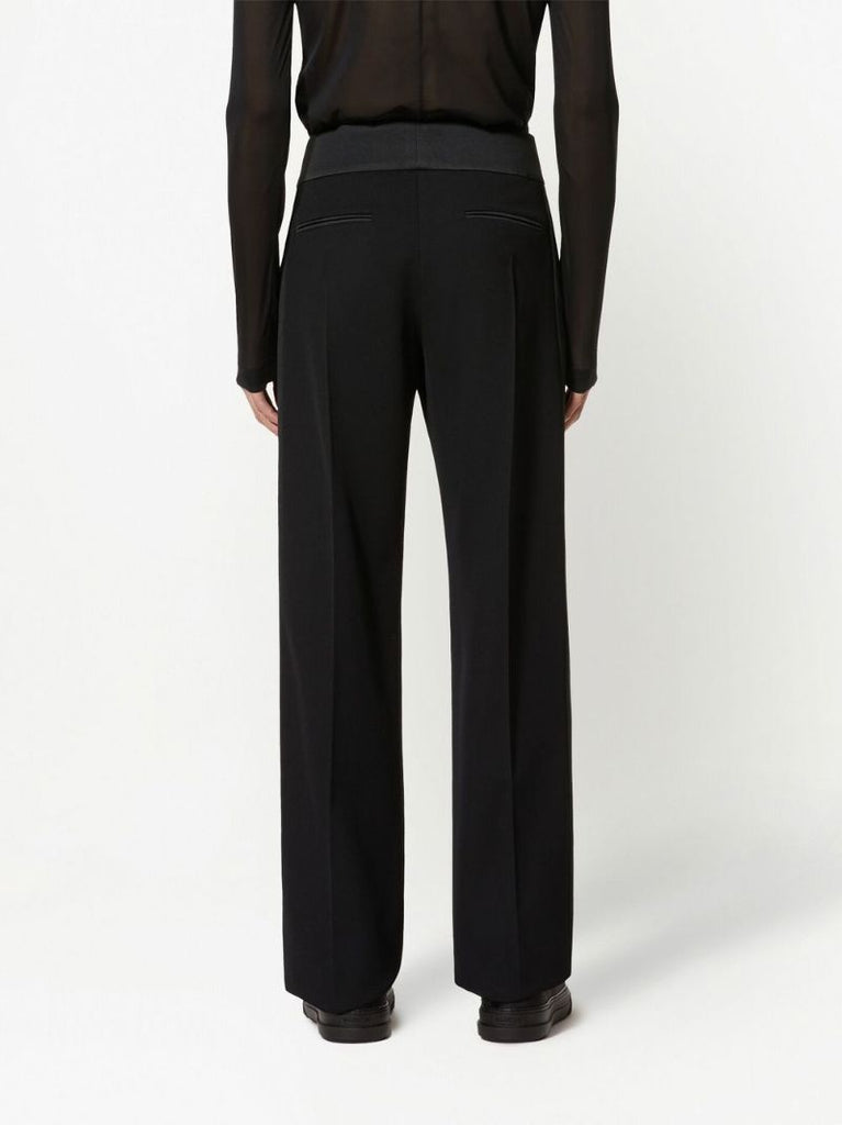 Black Straight-leg Wool Trousers
