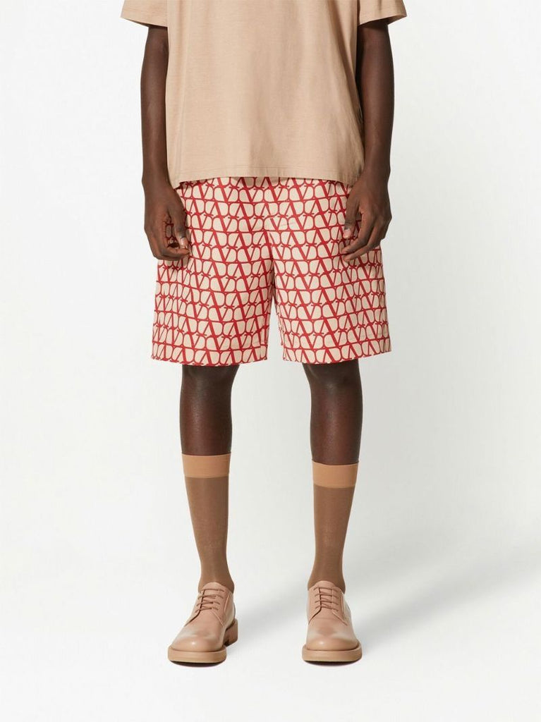 White Toile Iconographe Silk Bermuda Shorts