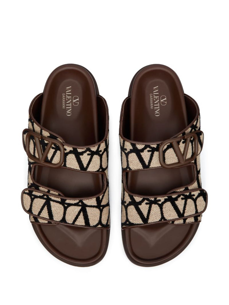 Brown Toile Iconographe Double-strap Sandals