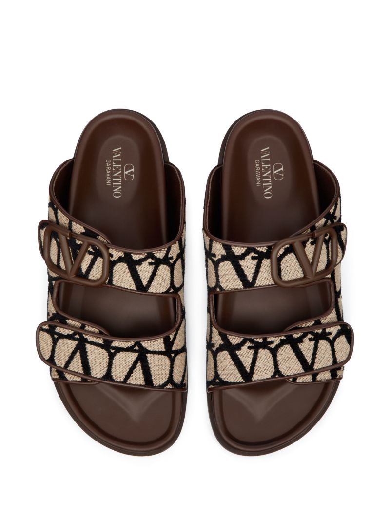 Brown Toile Iconographe Double-strap Sandals