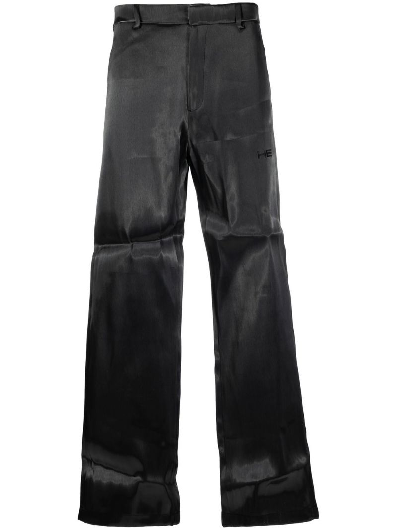Grey Embroidered Logo Straight-leg Trousers
