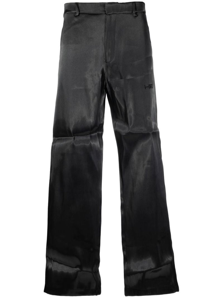 Grey Embroidered Logo Straight-leg Trousers