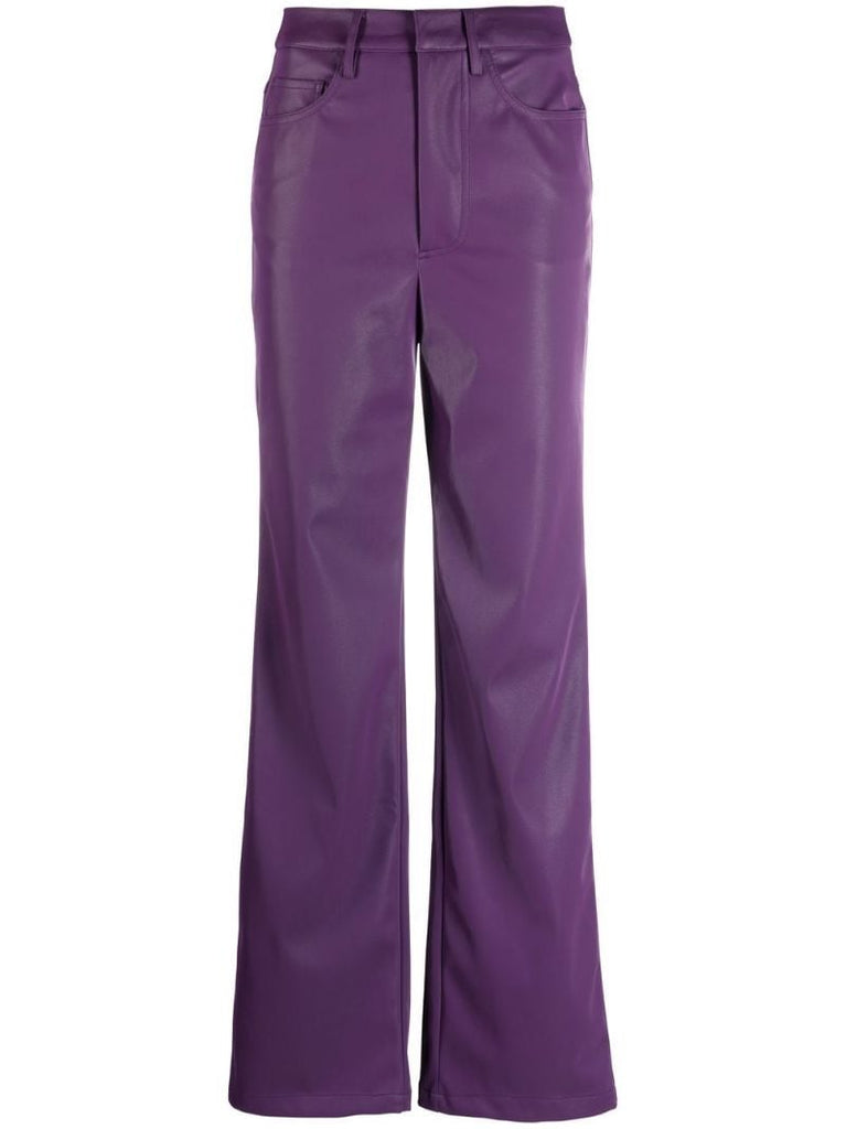 Purple High-waist Straight-leg Trousers