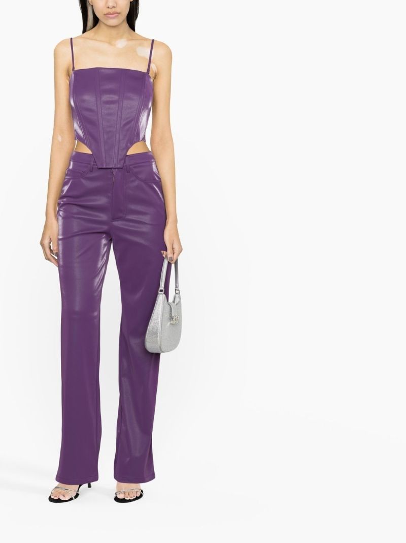 Purple High-waist Straight-leg Trousers