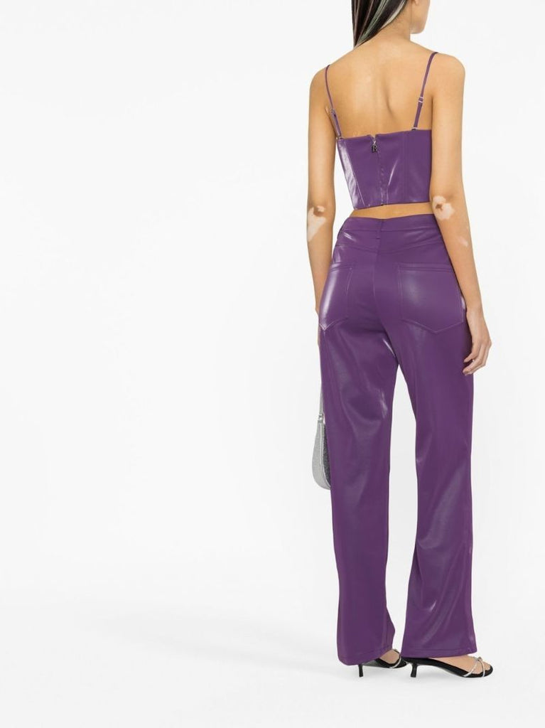Purple High-waist Straight-leg Trousers