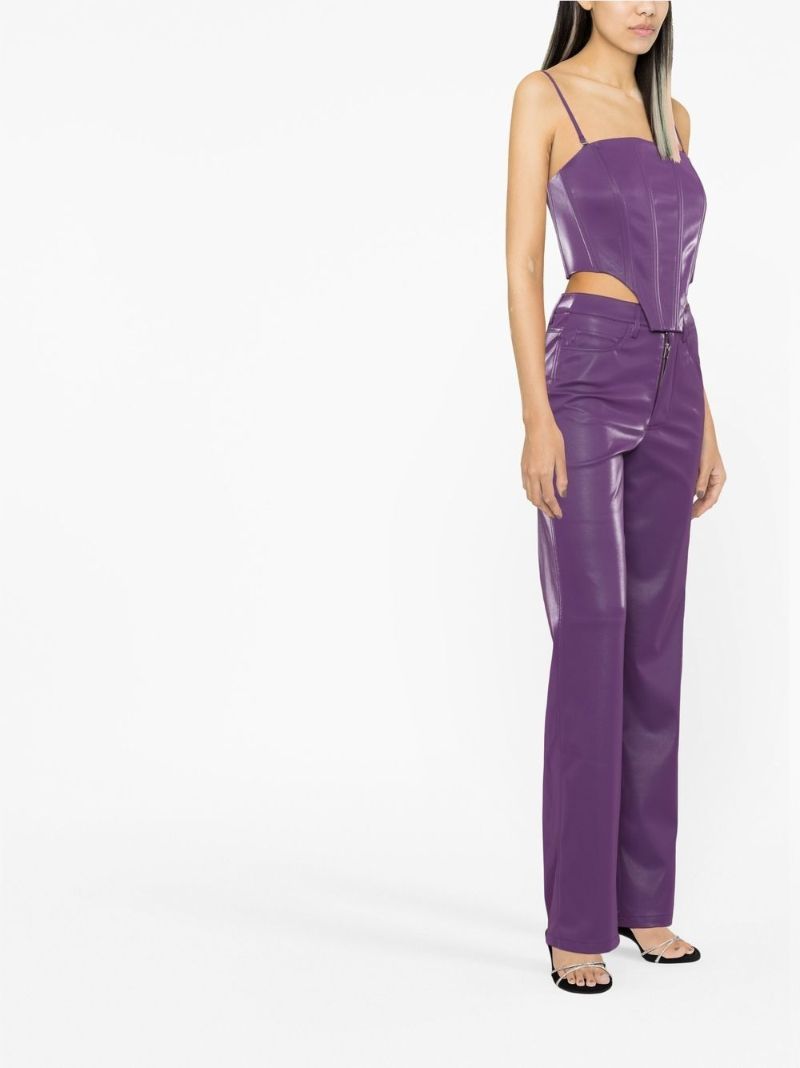 Purple High-waist Straight-leg Trousers