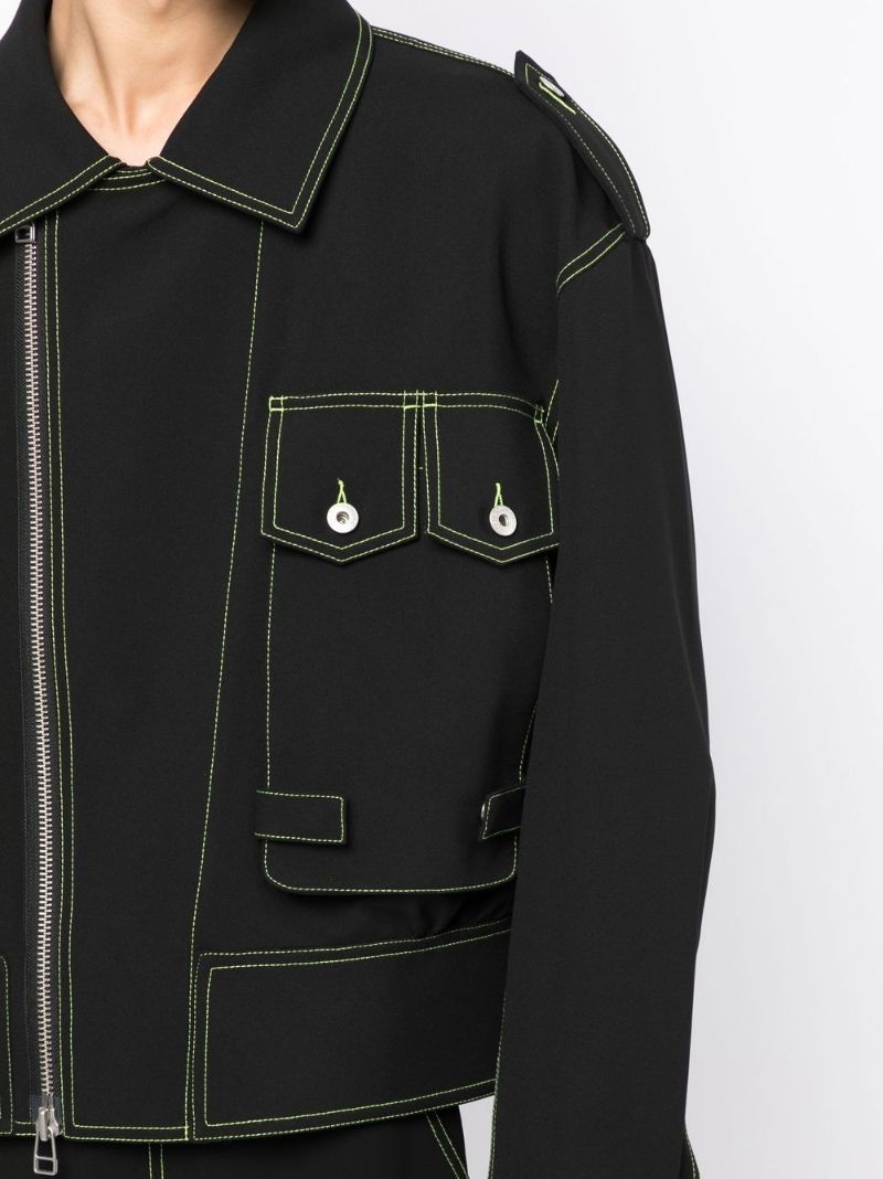 Black Contrast Stitch Denim Jacket