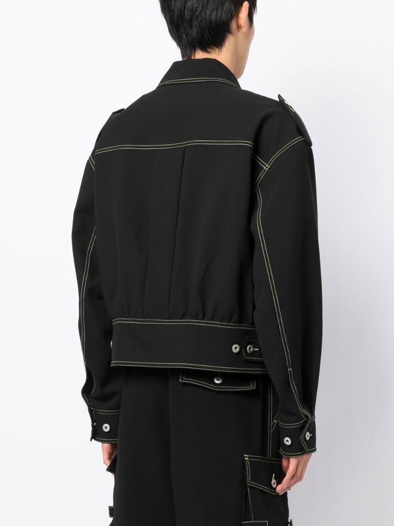 Black Contrast Stitch Denim Jacket