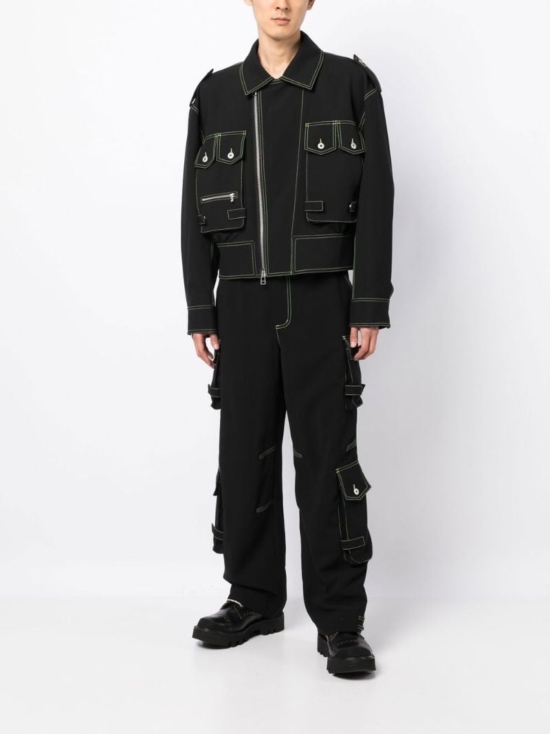Black Contrast Stitch Denim Jacket