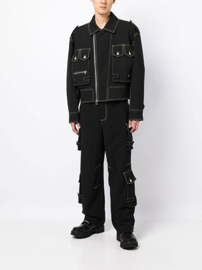 Black Contrast Stitch Denim Jacket
