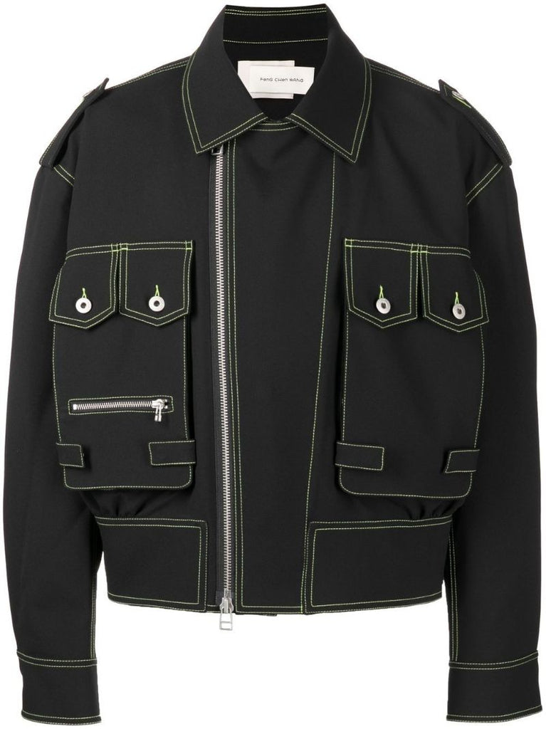 Black Contrast Stitch Denim Jacket