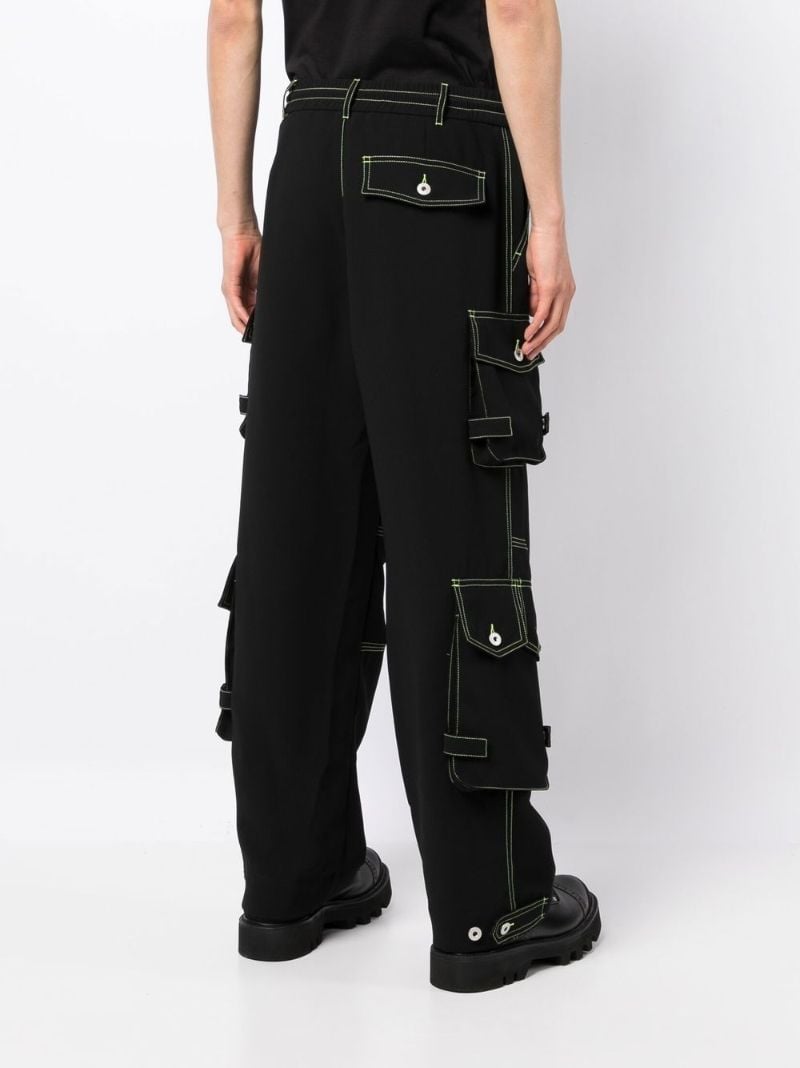 Black Contrast Stitch Cargo Trousers