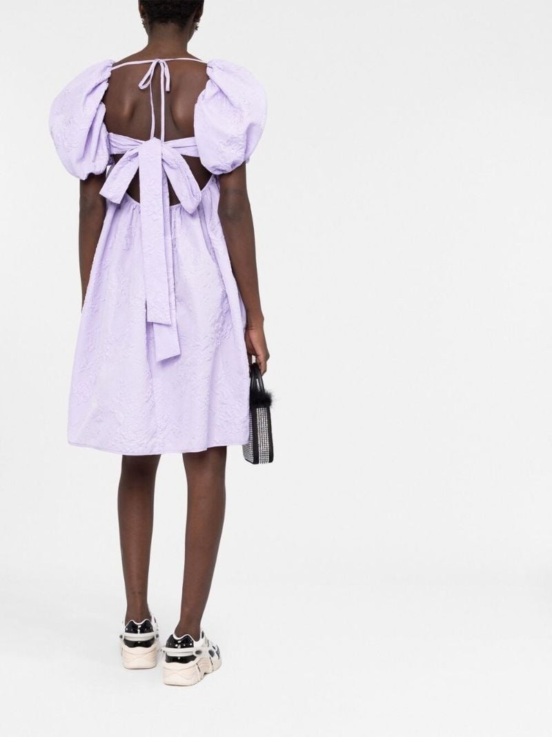 Purple Susanna Puff-sleeve MatelassÃ_x0083_Â© Dress