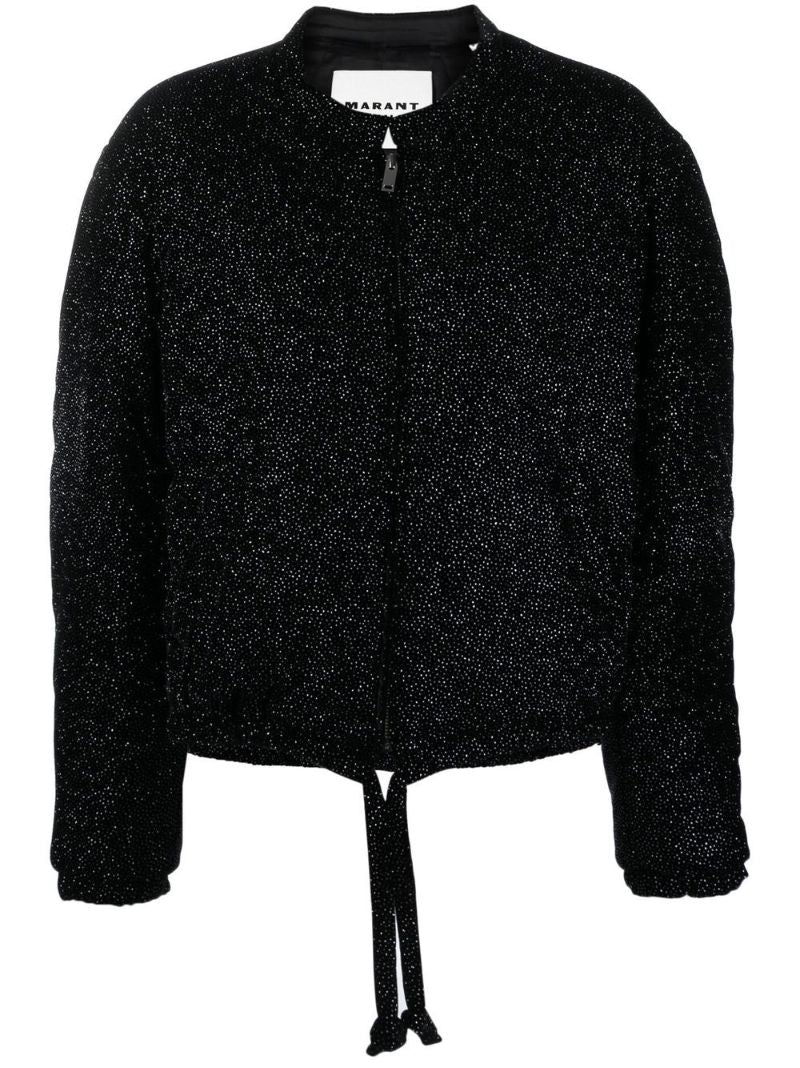 Black Atala Rhinestone Embellished Bomber Jacket