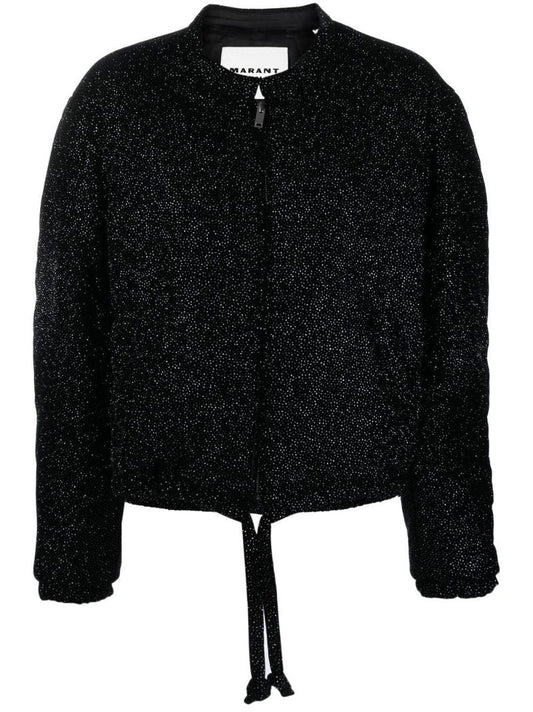 Black Atala Rhinestone Embellished Bomber Jacket