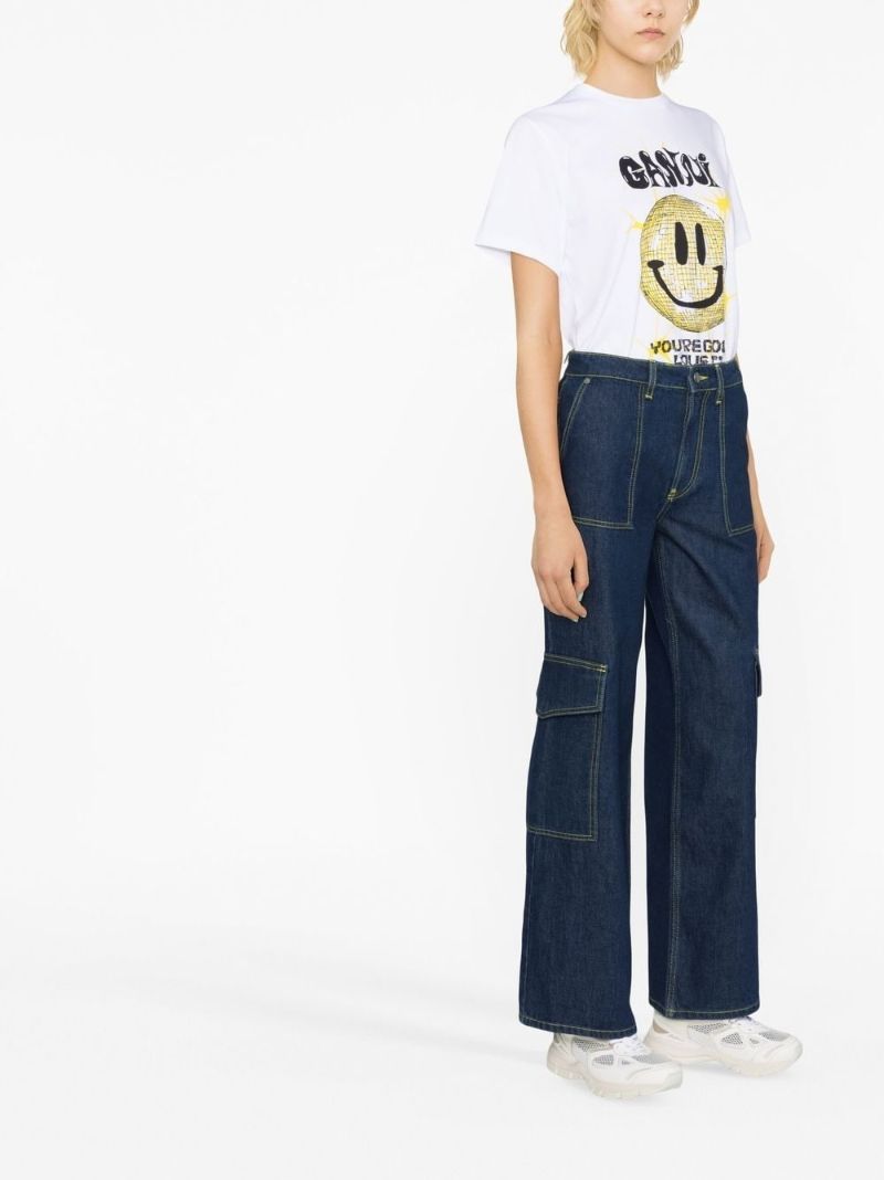 Blue Angi Straight Leg Cargo Jeans