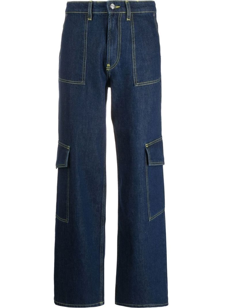 Blue Angi Straight Leg Cargo Jeans