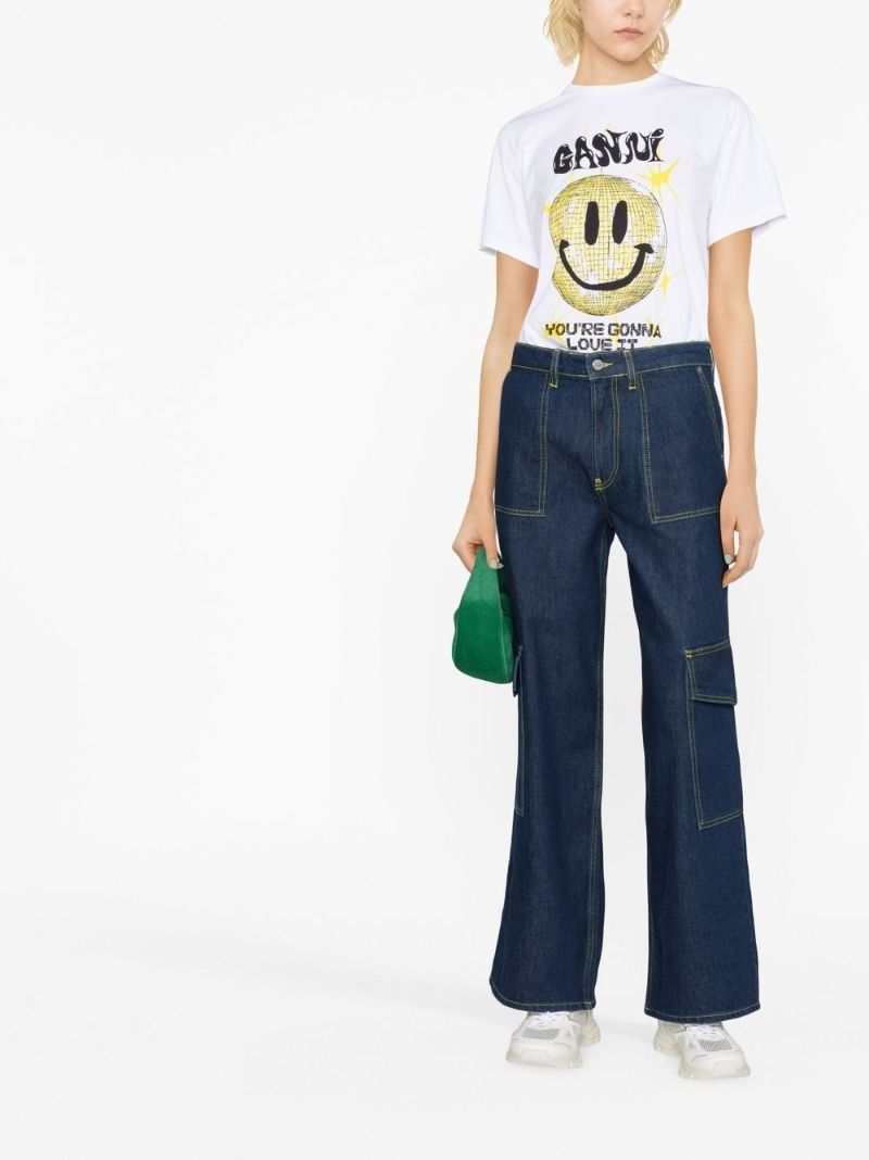 Blue Angi Straight Leg Cargo Jeans