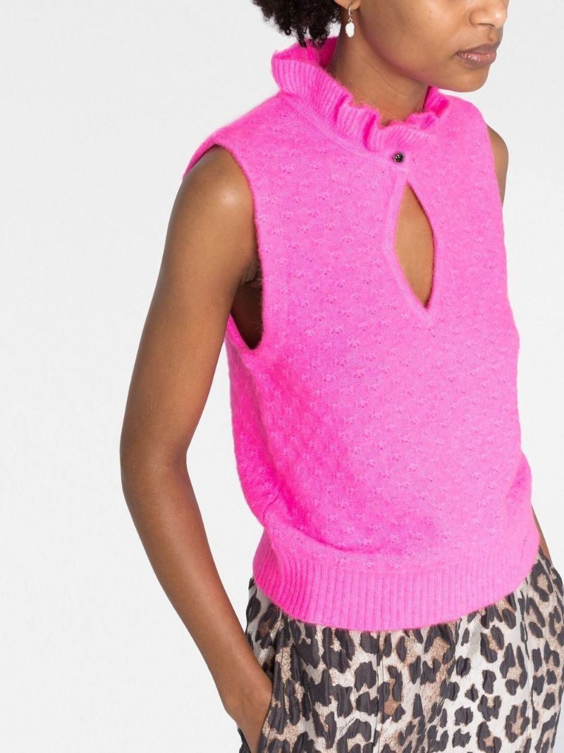 Pink Knit Funnel Neck Top