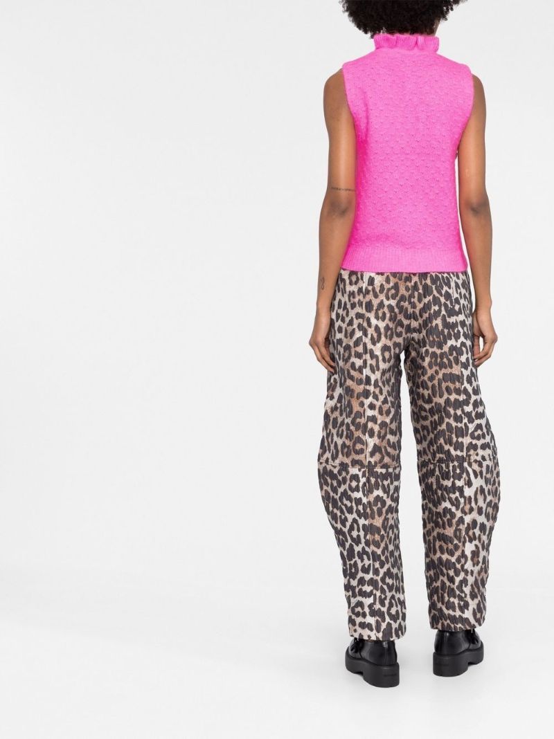 Pink Knit Funnel Neck Top