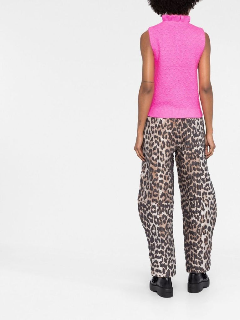 Pink Knit Funnel Neck Top