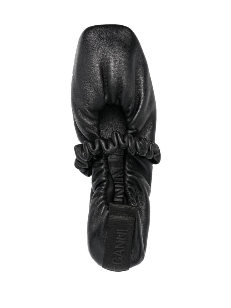 Black Scrunchie Leather Ballerina Shoes